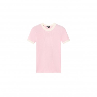 CHANEL 25M WHITE & PINK COTTON CC RIBBED LOGO P78617